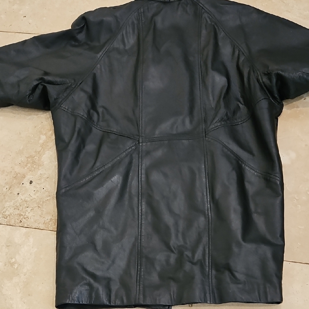 Women's LNR Black Leather Coat Size M - Picture 3 of 7